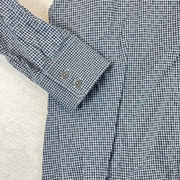 BOSS HUGO BOSS Mens L Blue Patterned Long Sleeve Button Down Shirt - Picture 7 of 14
